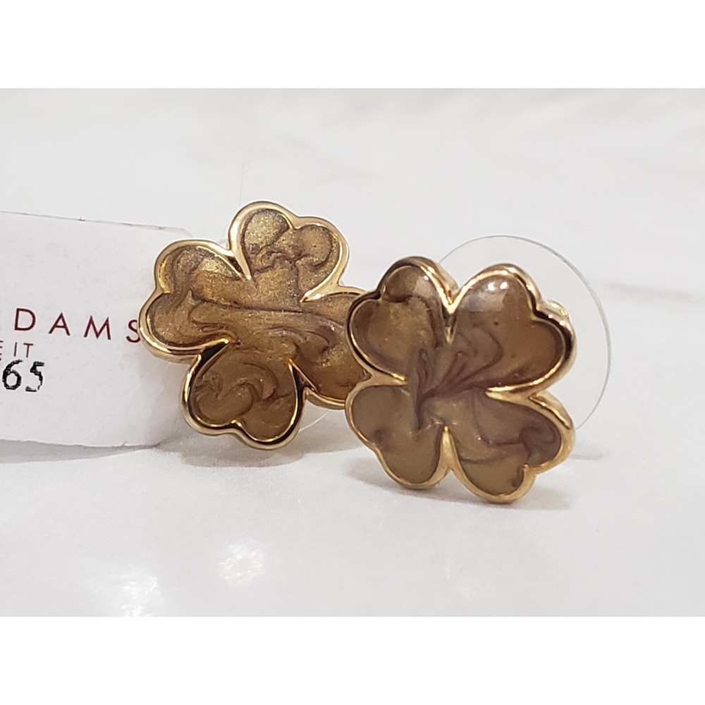 NEW $165 LAUREN G ADAMS CLOVER EARRINGS gold tone stud pierced ears